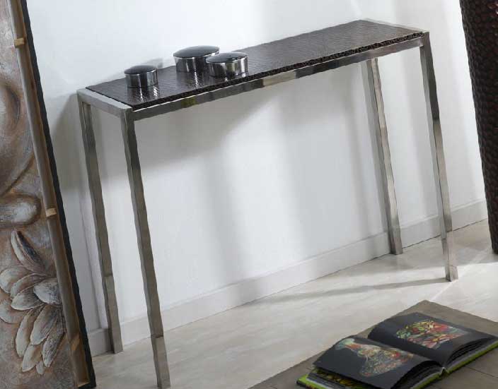 Consola recibidor acero y eco piel, mueble entrada moderno, mueble Consola recibidor acero y eco piel, mueble entrada moderno, mueble