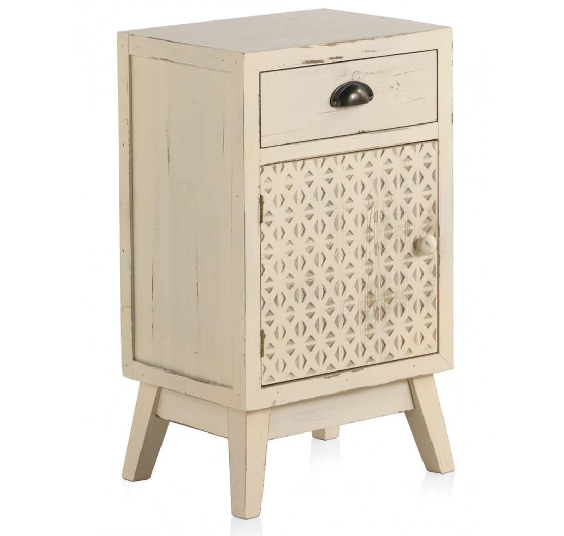Mesita-de-noche-tallada-blanca-decape | Blog de artesania y decoracion