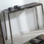 Consola recibidor acero y eco piel, mueble entrada moderno, mueble para el recibidor