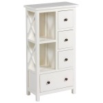 mueble blanco con estantes y cajones