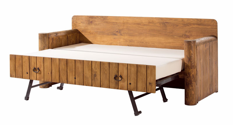 Sofa cama estilo rustico madera maciza
