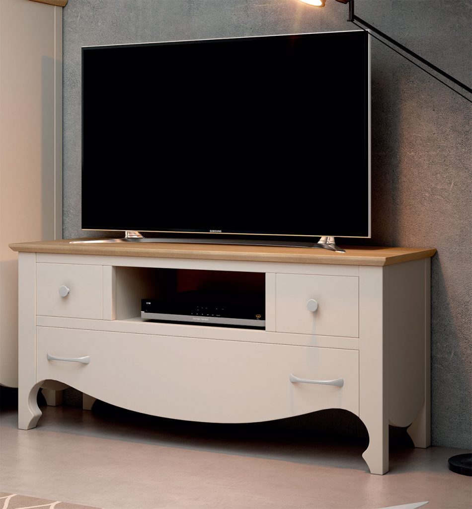 Mueble TV 3 cajones provenzal blanco