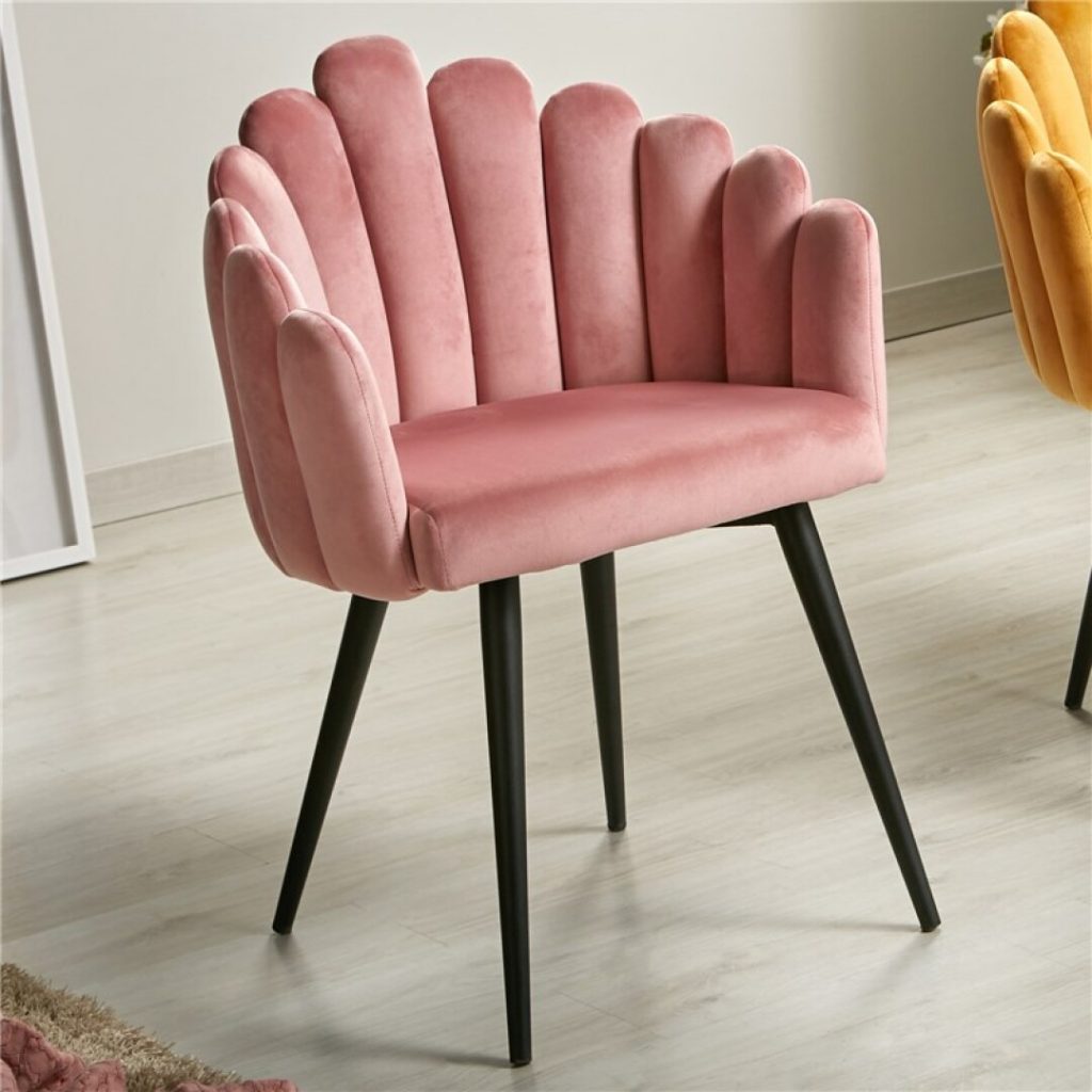 Sillon comedor moderno tapizado rosa chicle