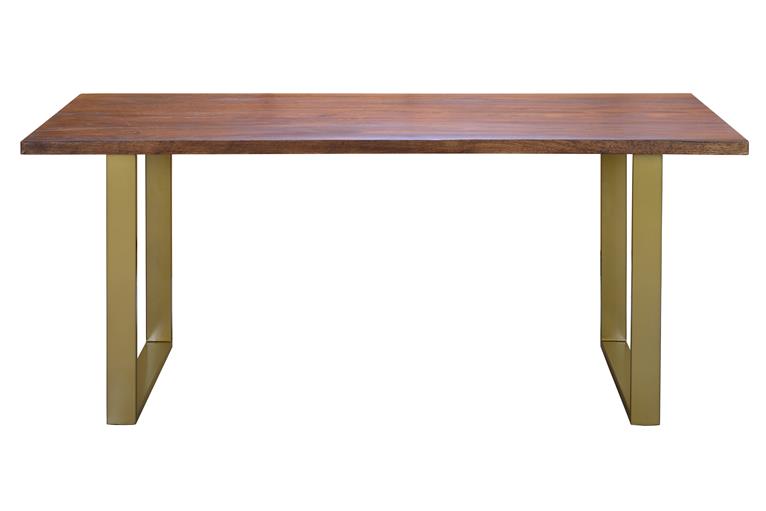 Mesa diseño acero oro y madera