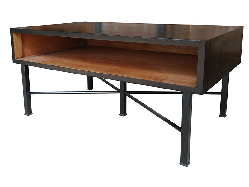 Mesa de centro bicolor madera negro industrial