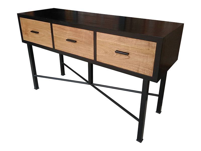 Mueble consola recibidor bicolor industrial madera forja