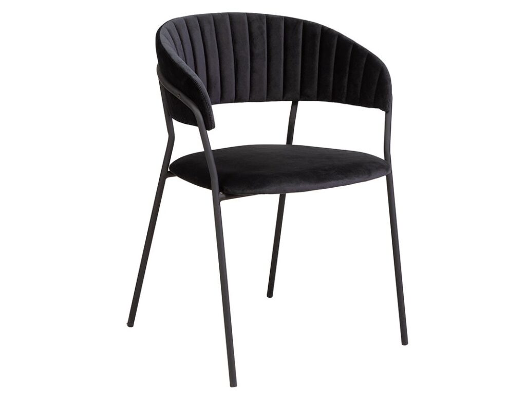 Silla brazos comedor tapizada negra