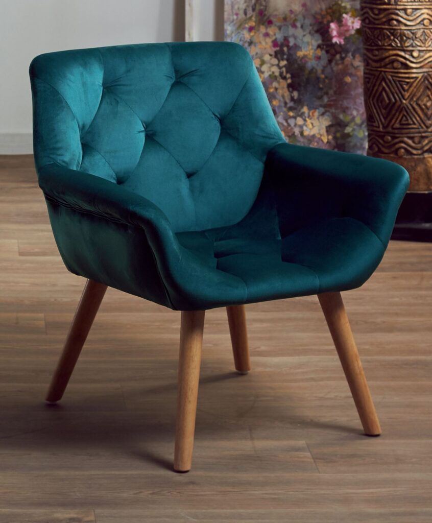Sillon salon tapizado azul estilo moderno