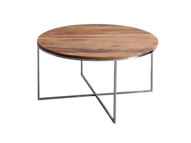 Mesa rendonda acero madera actual