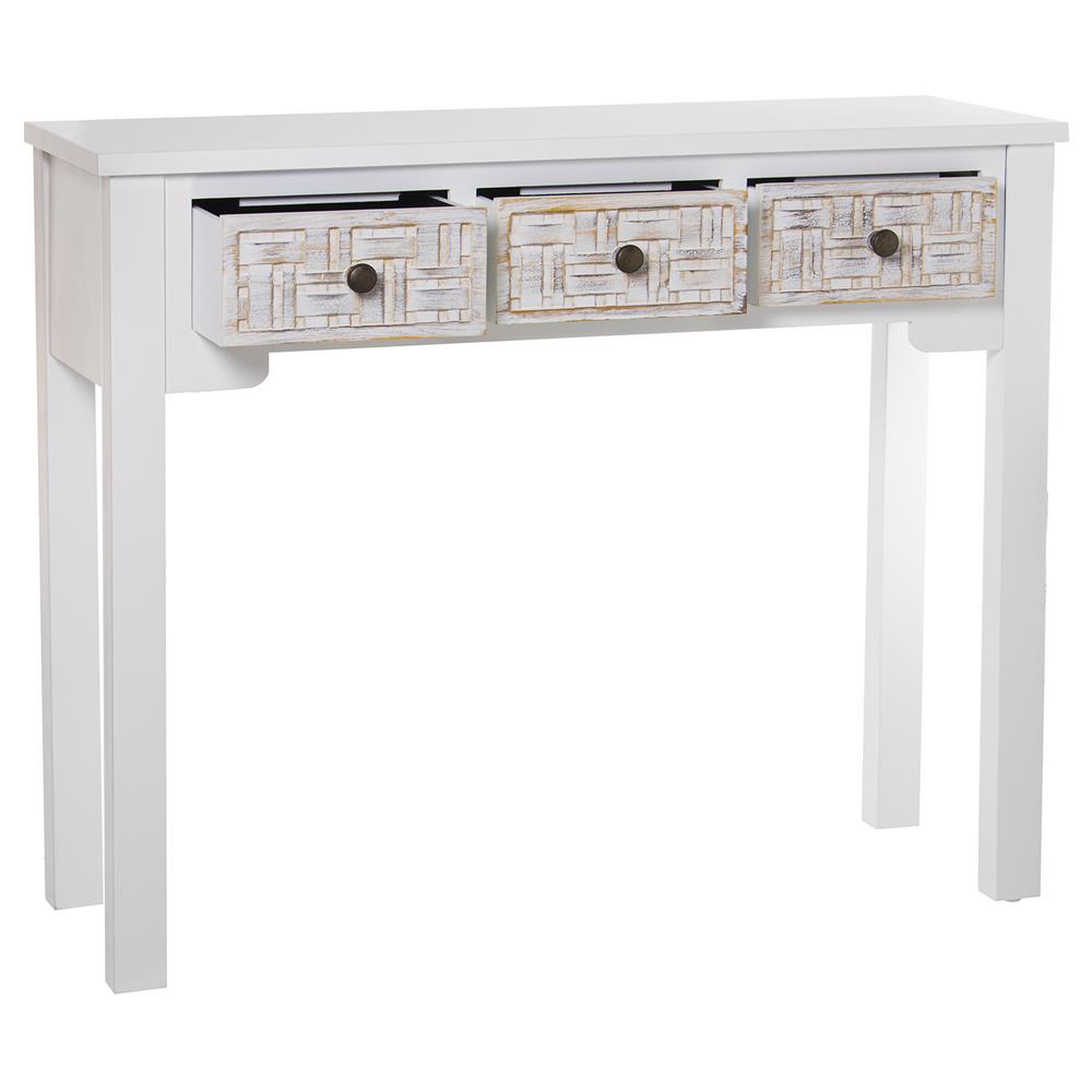 Mueble recibidor blanco 3 cajones