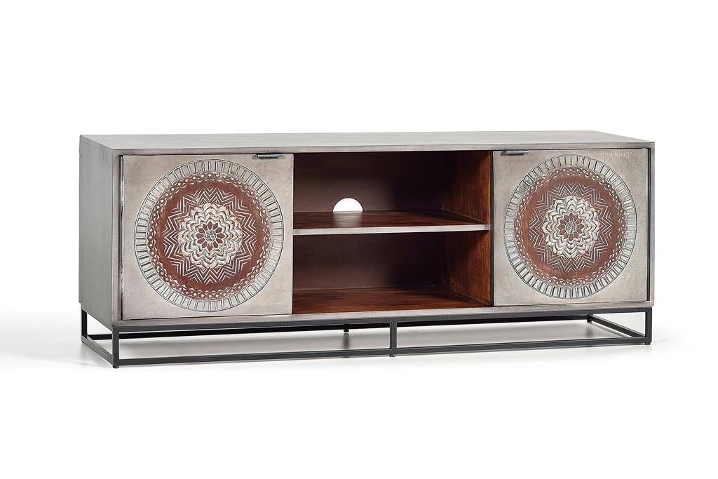 Mueble bajo tv tallado decorado mandala