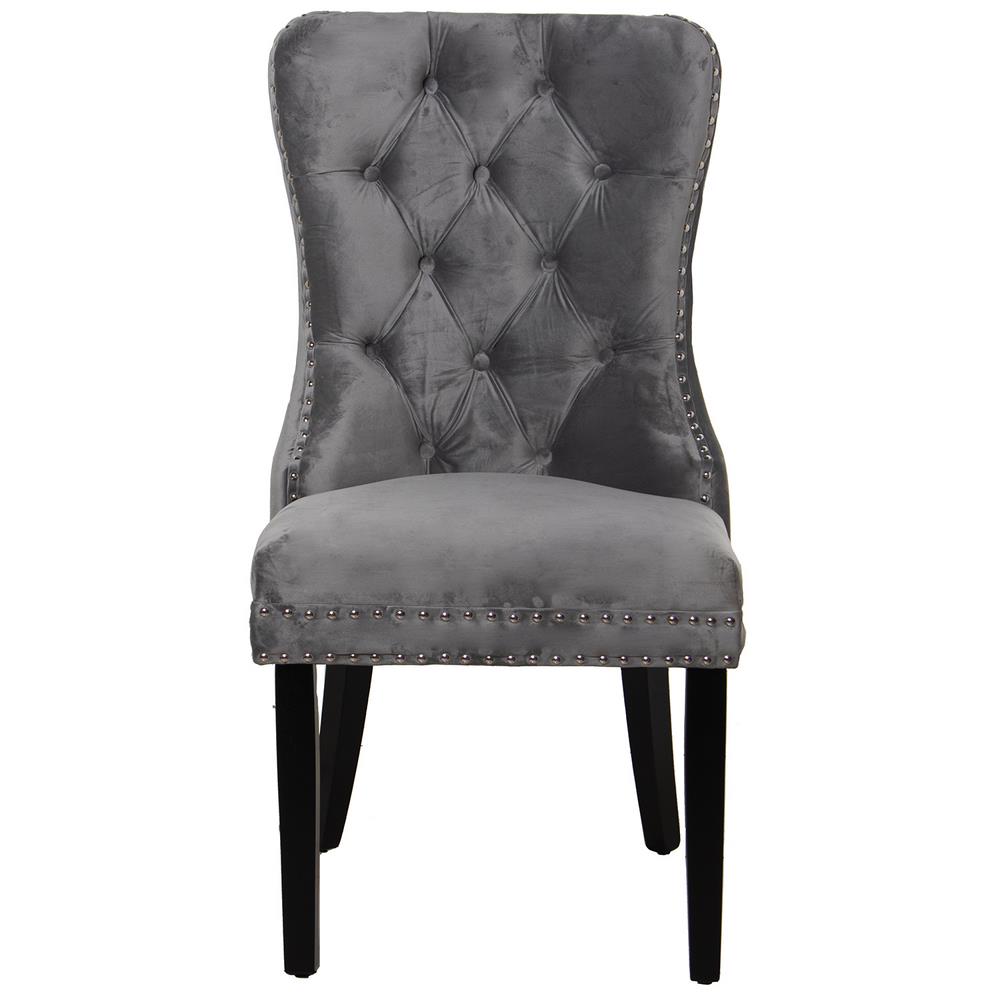 Silla capitone gris terciopelo clasica