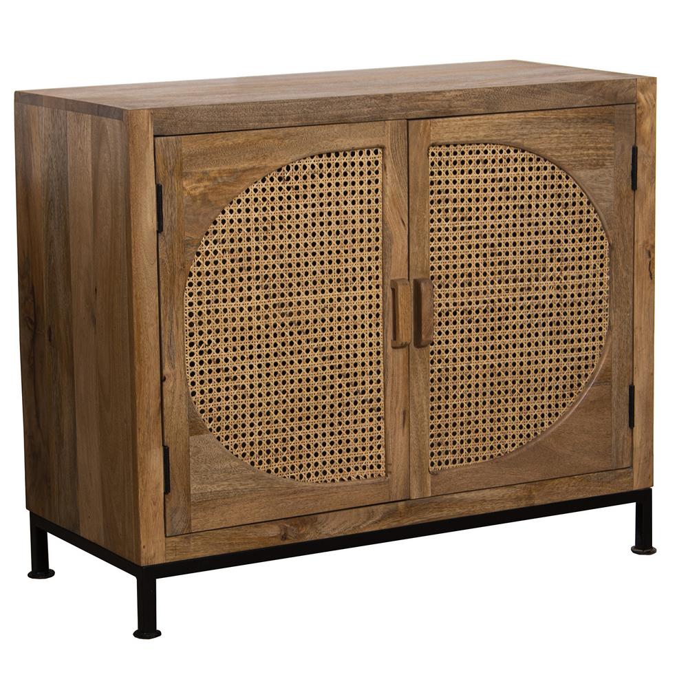 Buffet pequeño 2 puertas rustico madera rattan