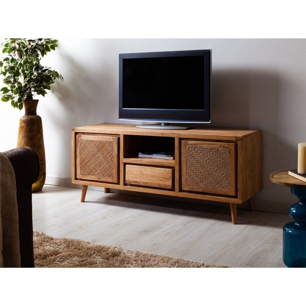 Mueble tv actual madera rattan