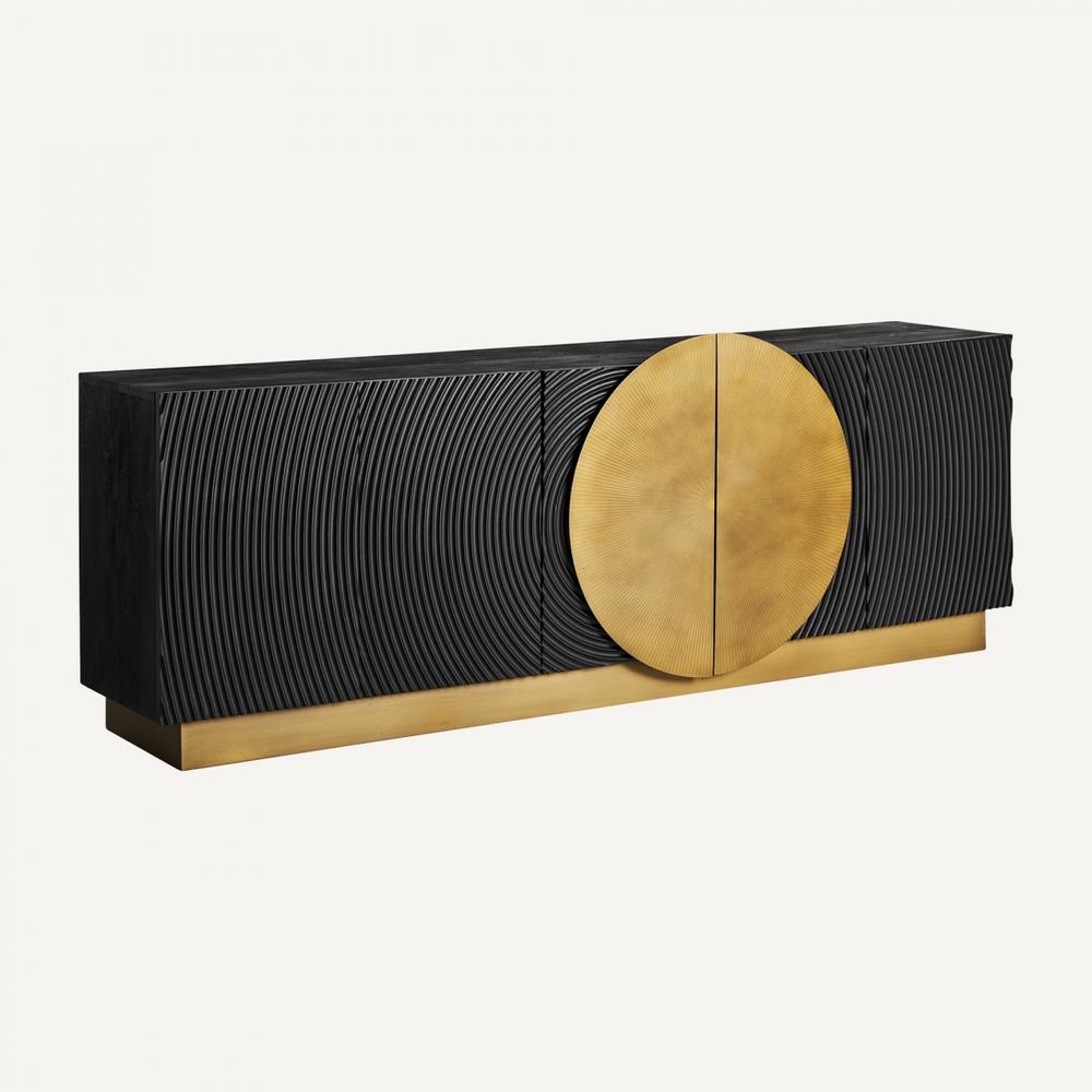 Aparador 5 puertas grande diseño moderno madera metal oro
