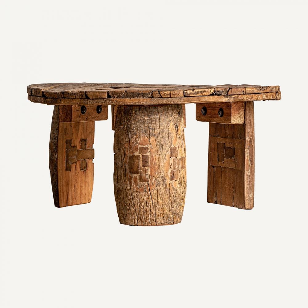 Mesa redonda baja salon rustica maderas recicladas