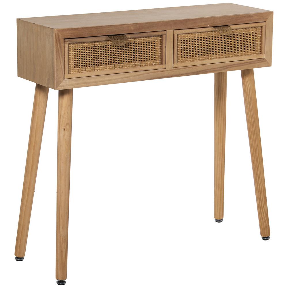 Mueble recibidor madera actual 2 cajones rattan