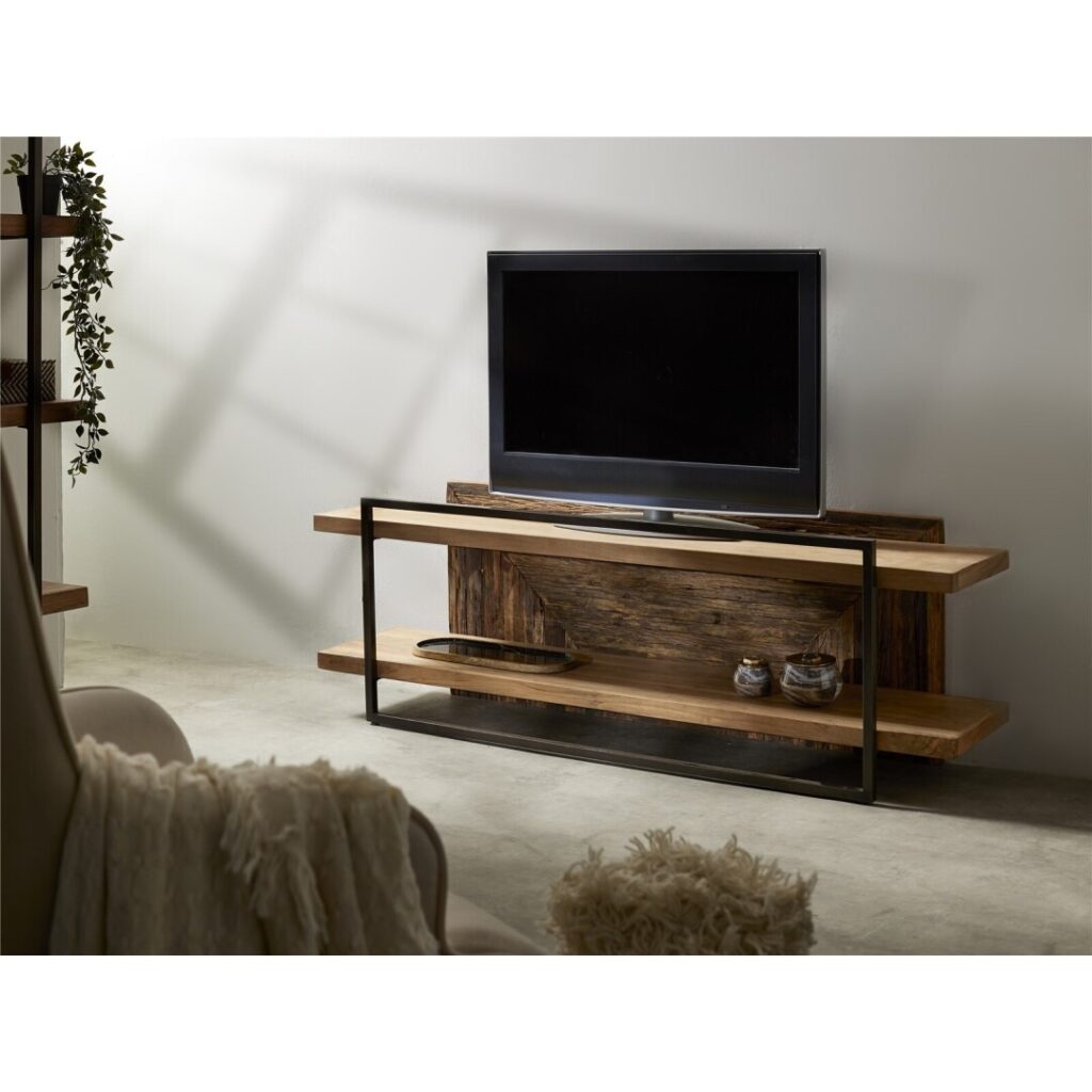 Mueble tv industrial madera metal rustica