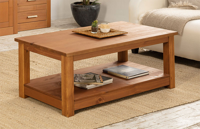 mesa de centro madera pino rustico