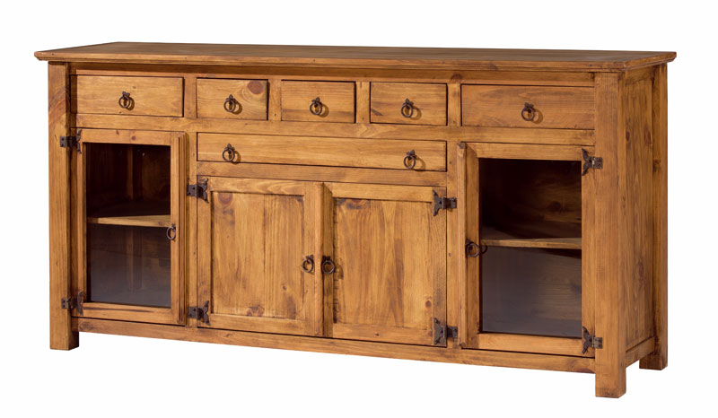 Aparador buffet estilo rustico 4 puertas 6 cajones