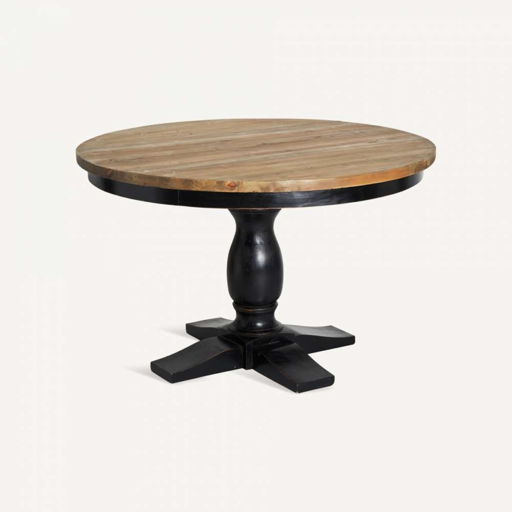 Mesa comedor redonda retro vintage negra madera