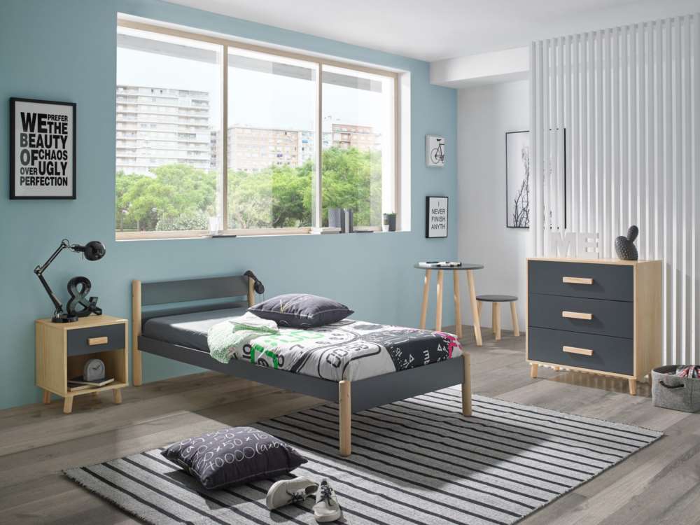 Cama de 90 juvenil color gris antracita