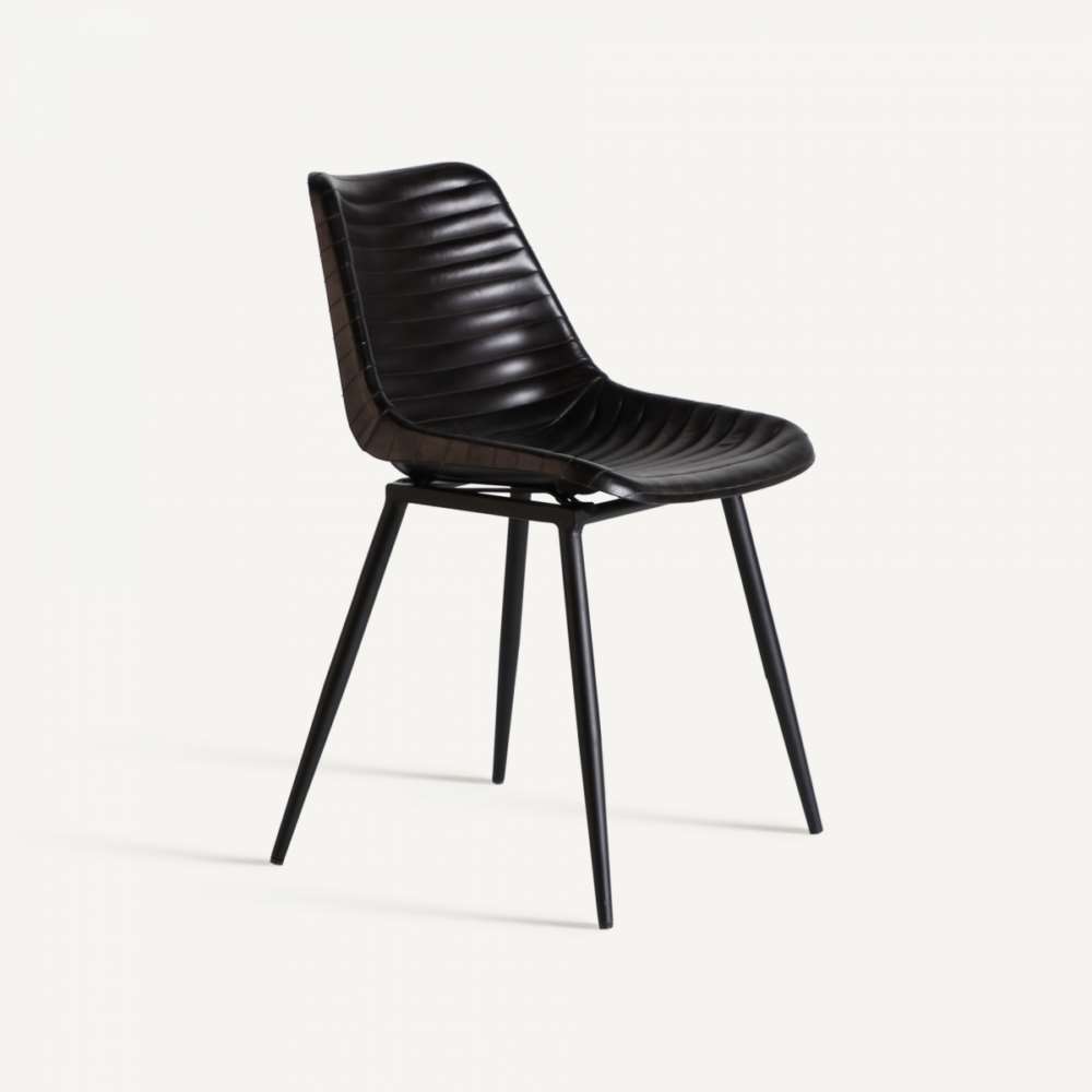 Conjunto de 2 sillas de piel actual acabado negro