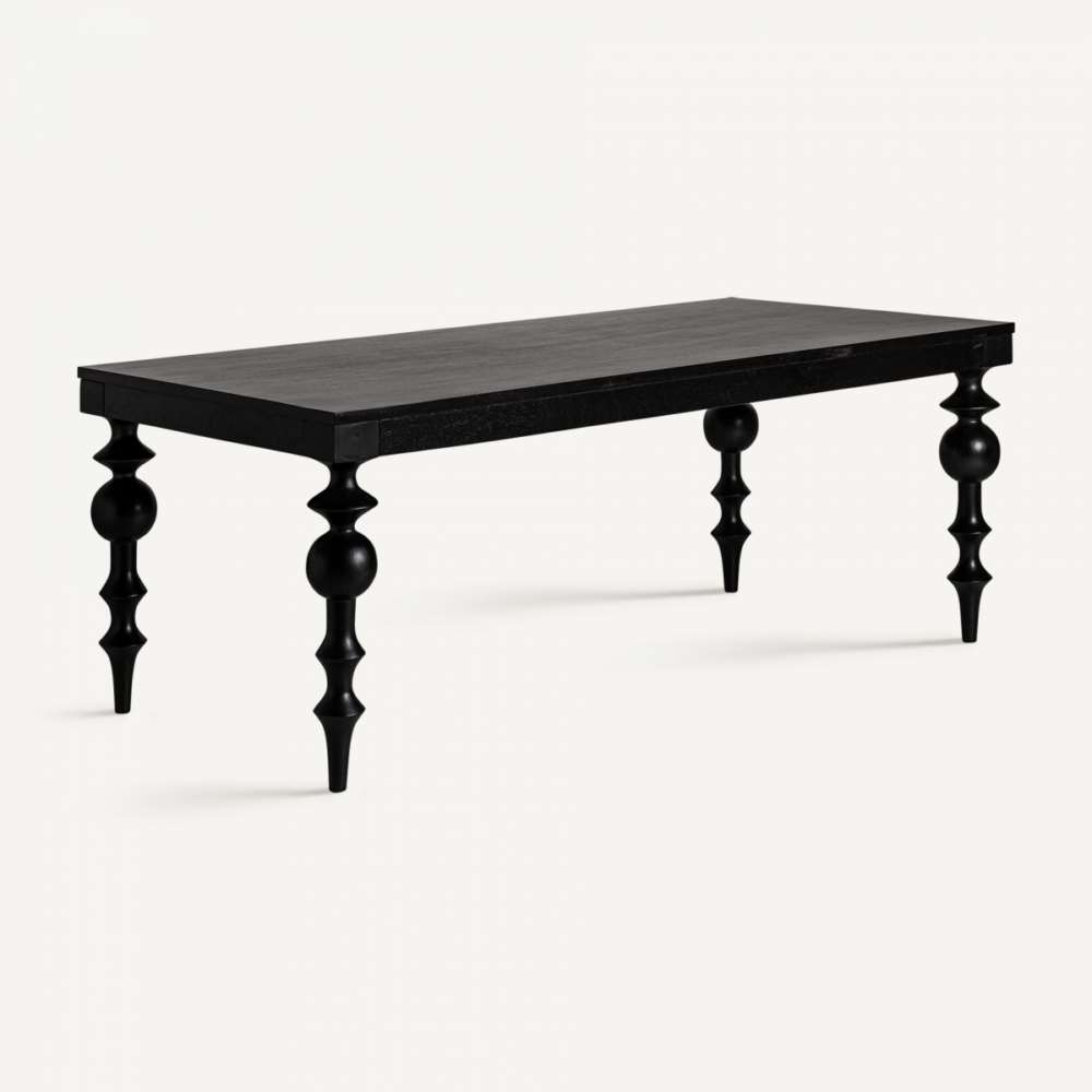 Mesa comedor actual pata torneada color negro rustico