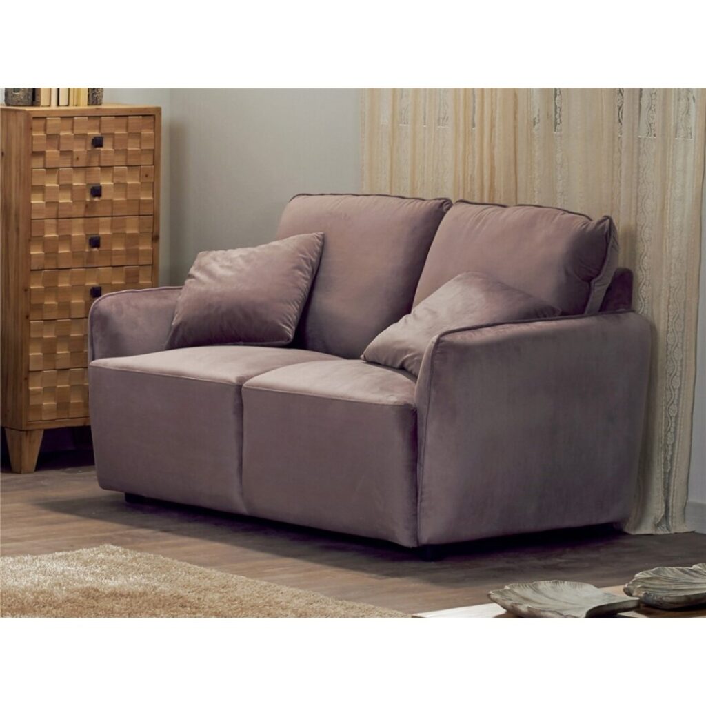Sofa de 2 plazas tapizado rosa palido diseño actual