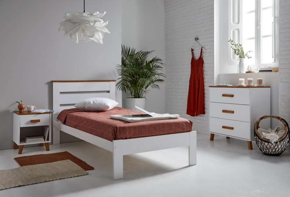 Cama de pino bicolor dormitorio juvenil