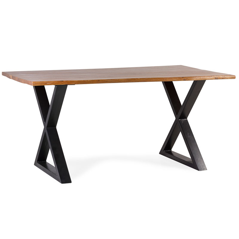 Mesa Comedor tapa madera acacia miel patas metal