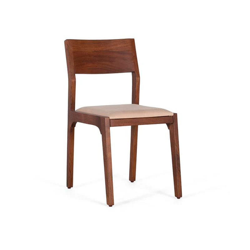 Conjunto 2 sillas madera de acacia y asiento tapizado moderna
