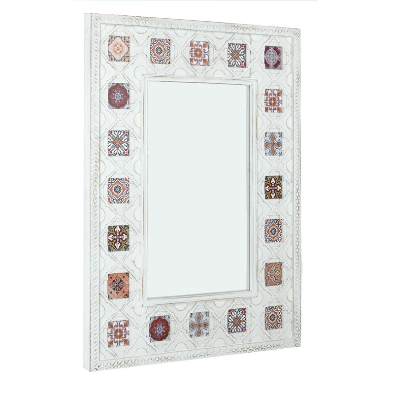 Espejo blanco decape decorado vintage