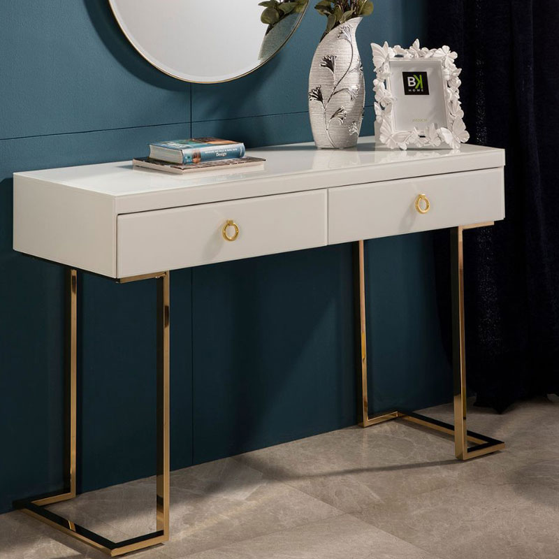 Mueble recibidor modernista blanco oro