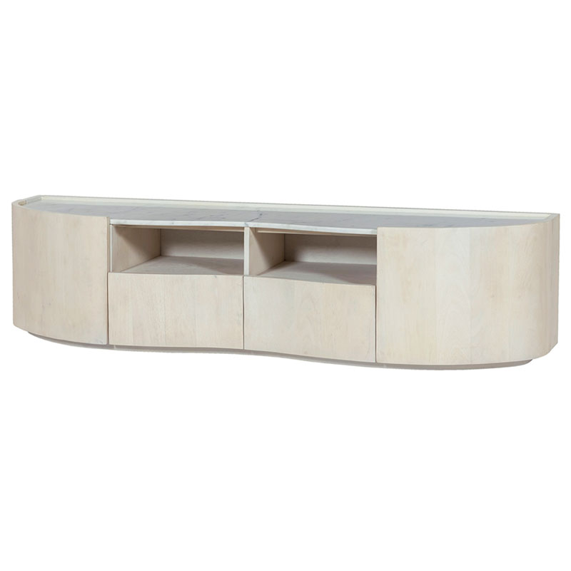 Mueble TV diseño moderno blanco y marmol