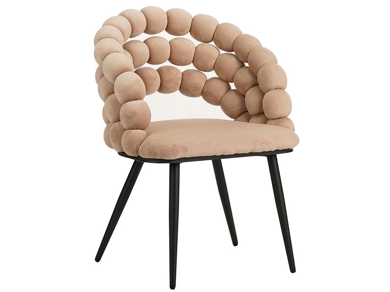 Sillon de forja tapizado en tela terciopelo beige