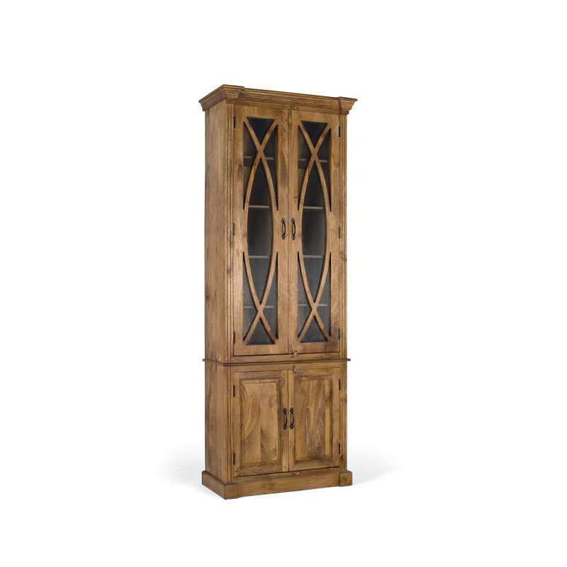 Vitrina estrecha 4 puertas estilo rustico