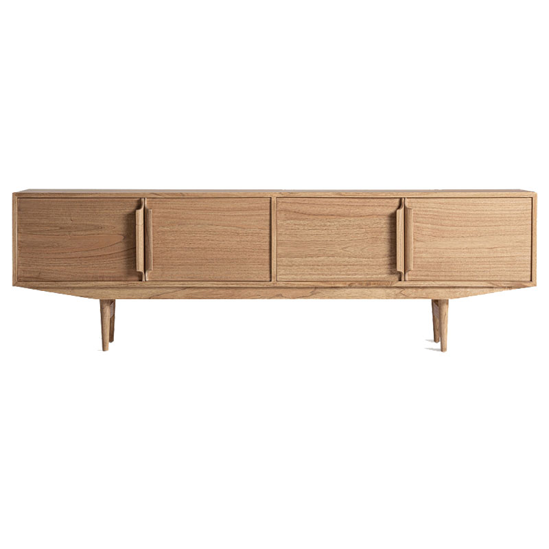Mueble tv bajo madera natural 4 puertas
