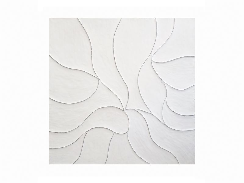 Cuadro Decoracion Lineas Onduladas Relieve Blanco
