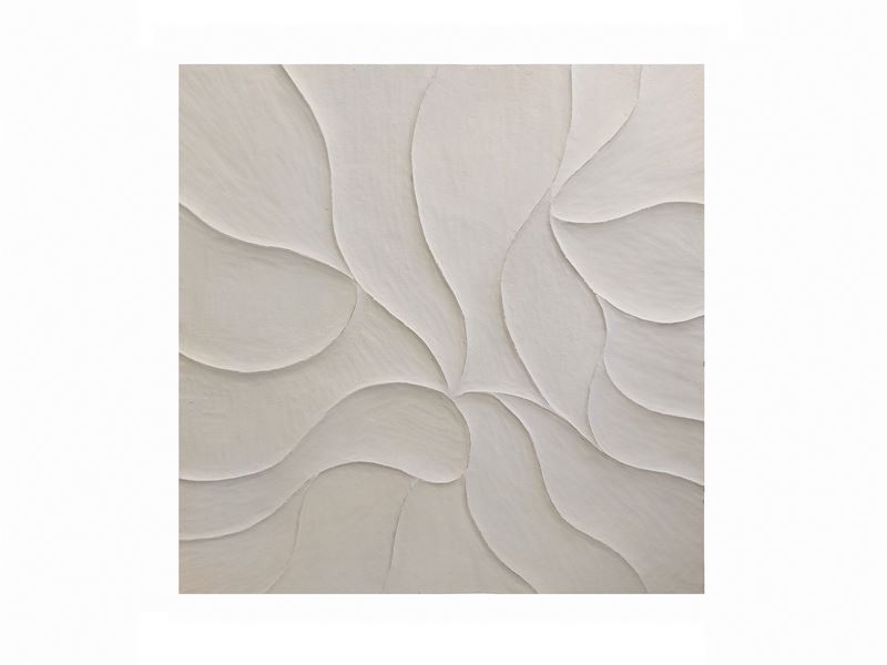 Cuadro Panel Decoracion Lineas Onduladas Relieve Color Topo