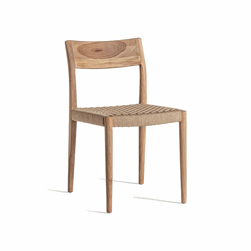Silla comedor diseño actual madera teca asiento cuerda