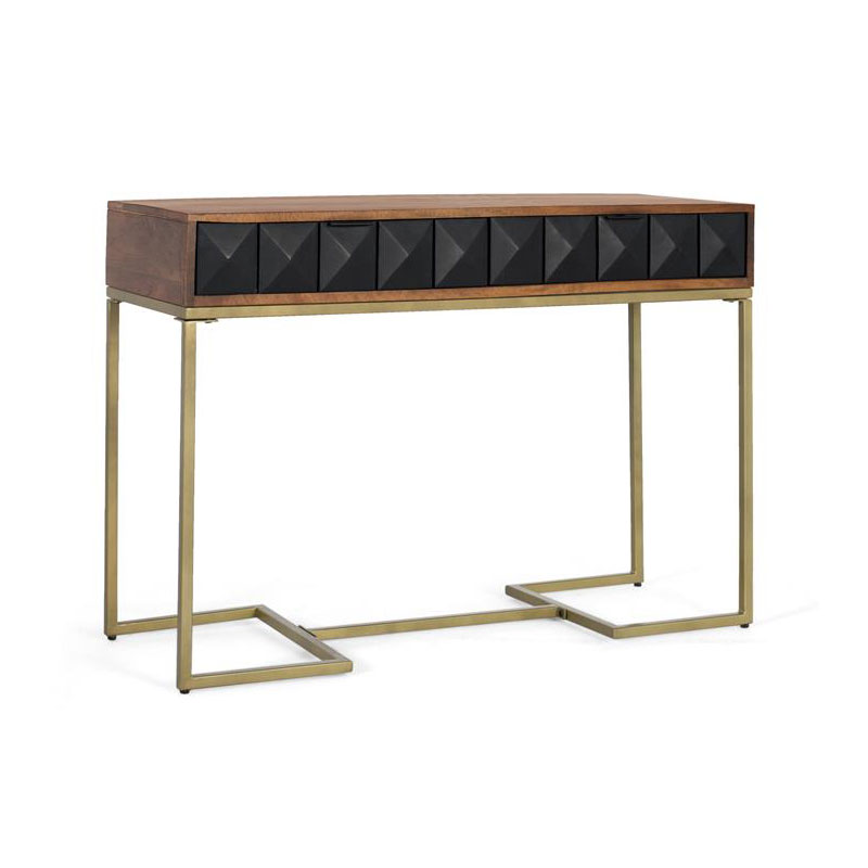 Mueble recibidor 2 cajones madera y acero moderno