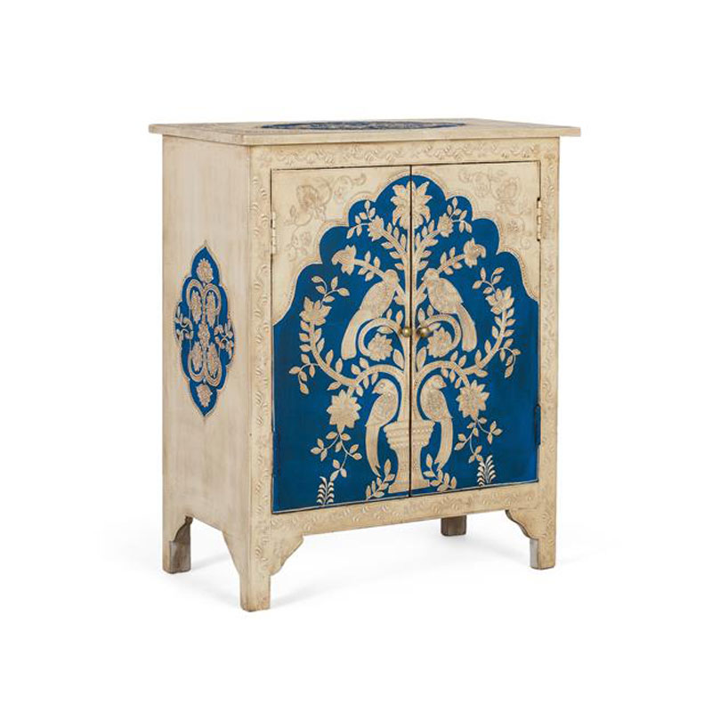 Armario oriental blanco azul pintado a mano