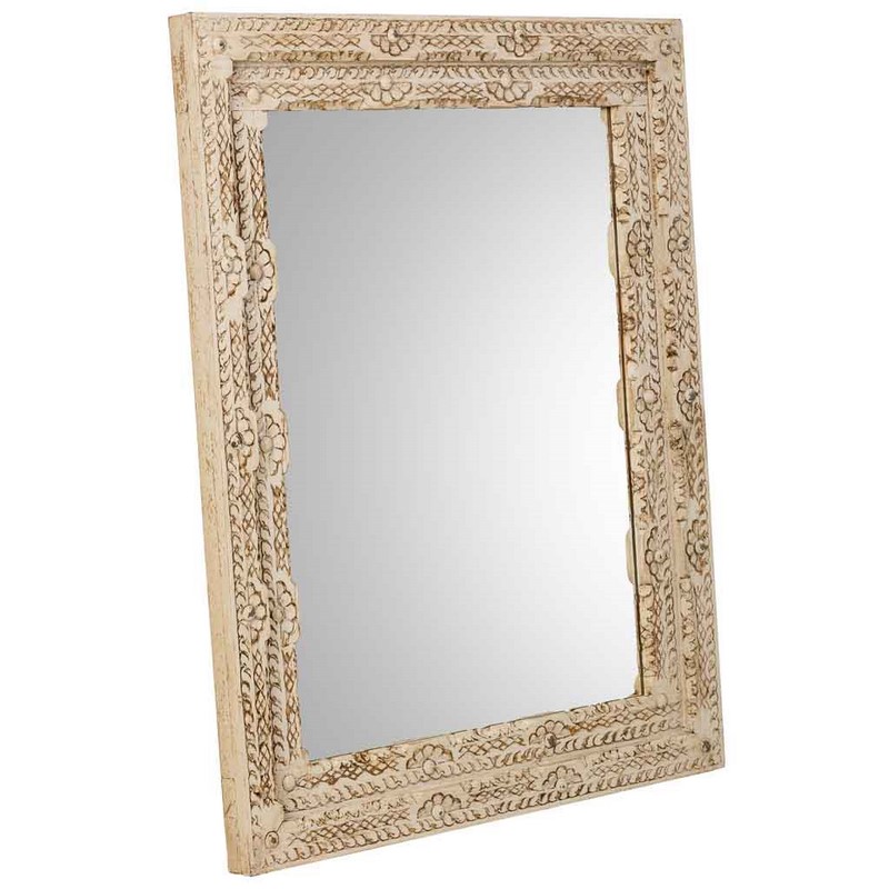 Espejo salon recibidor tallado blanco desgastado