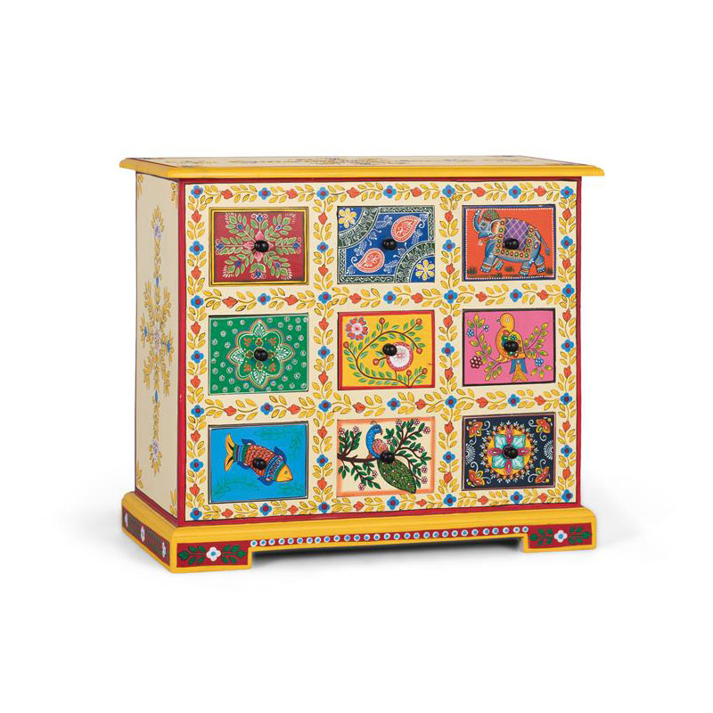 Recibidor oriental 9 cajones decorado en colores