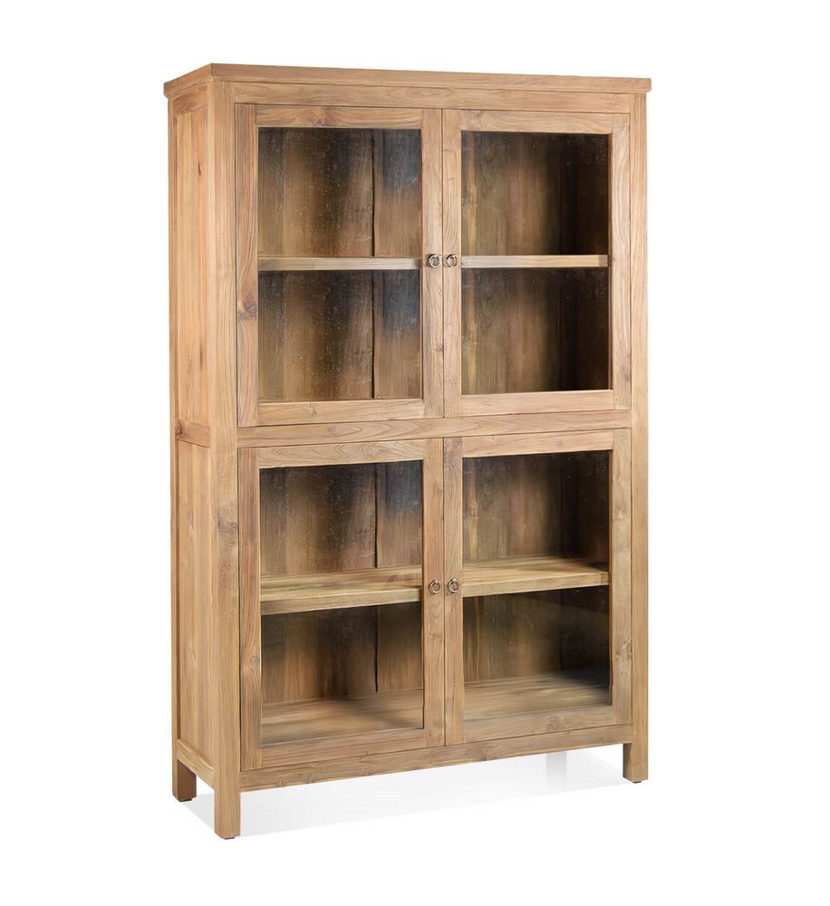 Alacena 4 puertas acristaladas diseño rustico madera maciza
