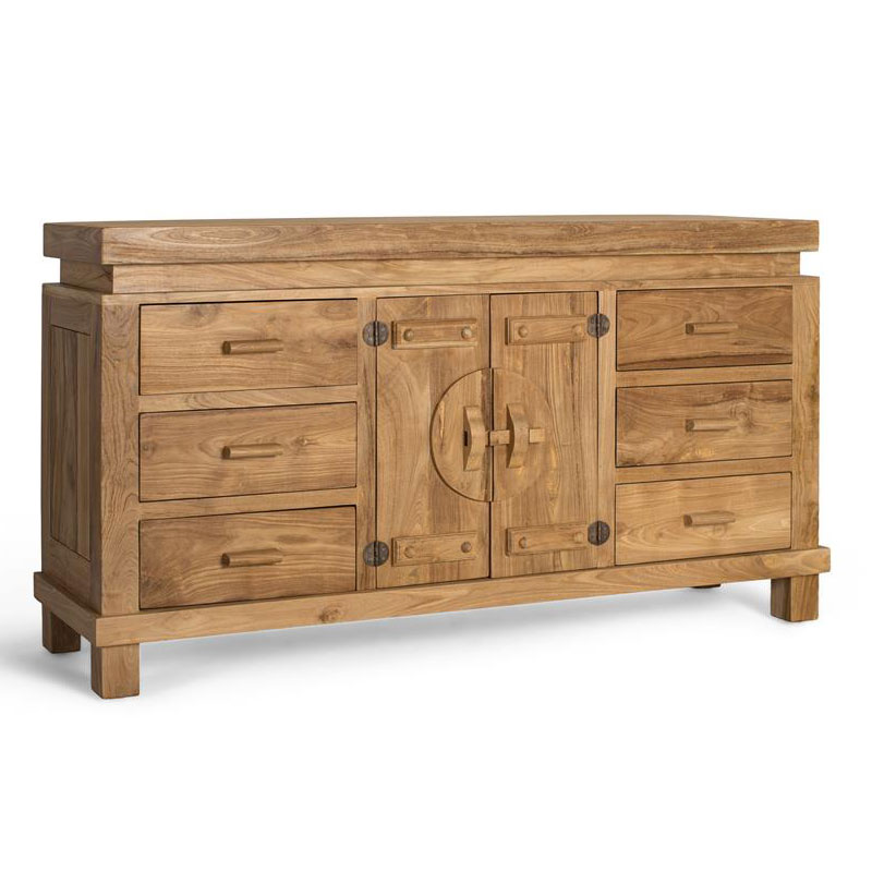 Aparador 2 puertas 6 cajones estilo oriental teca natural