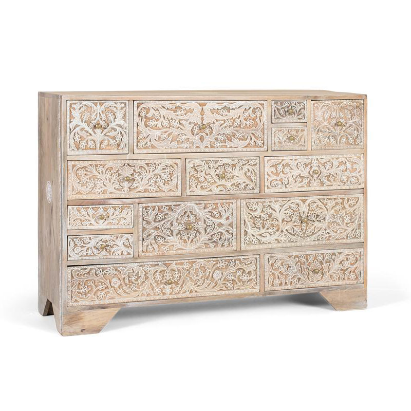 Comoda dormitorio madera maciza blanco decape