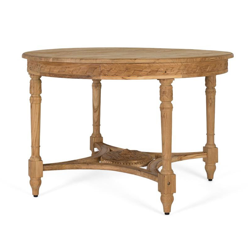 Mesa comedor tallada madera teca natural de 120 cmç