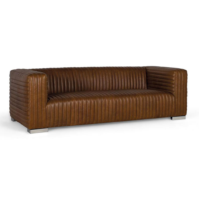 Sofa 3 plazas vintage en piel marron